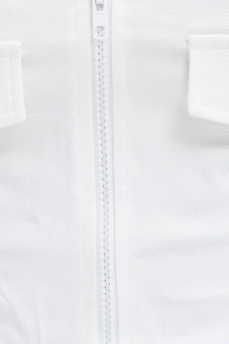 White White Top Sleeveless with Zipper