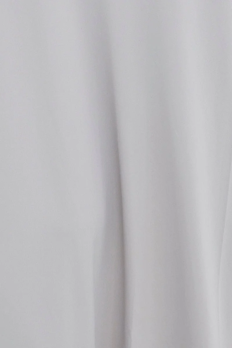 Grey Maxi Skirt Mid Rise Split Nylon