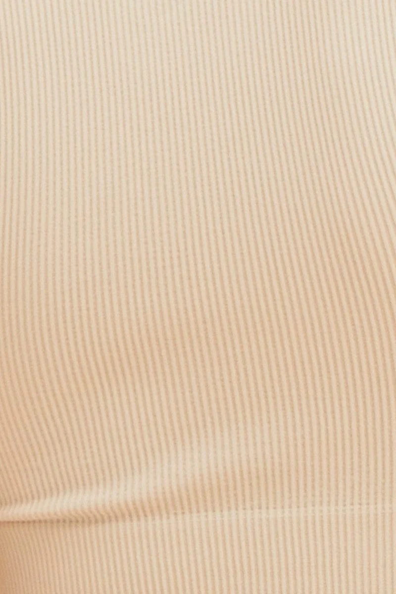 Beige Bone Seamless Shorts Boyleg Rib