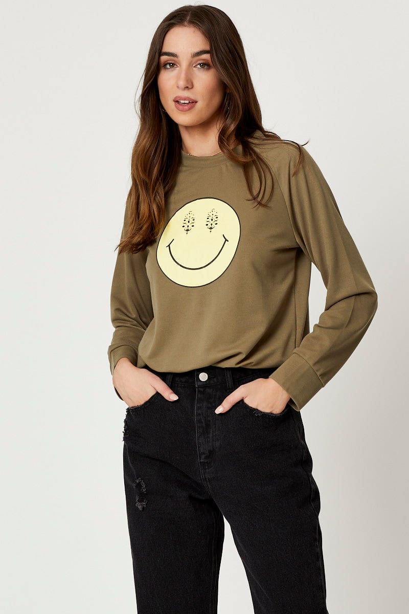 Green Smiley Face Sweater