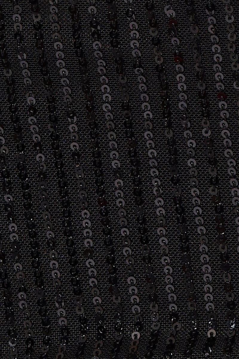 Black Sequins Cami Cowl Neck Crop