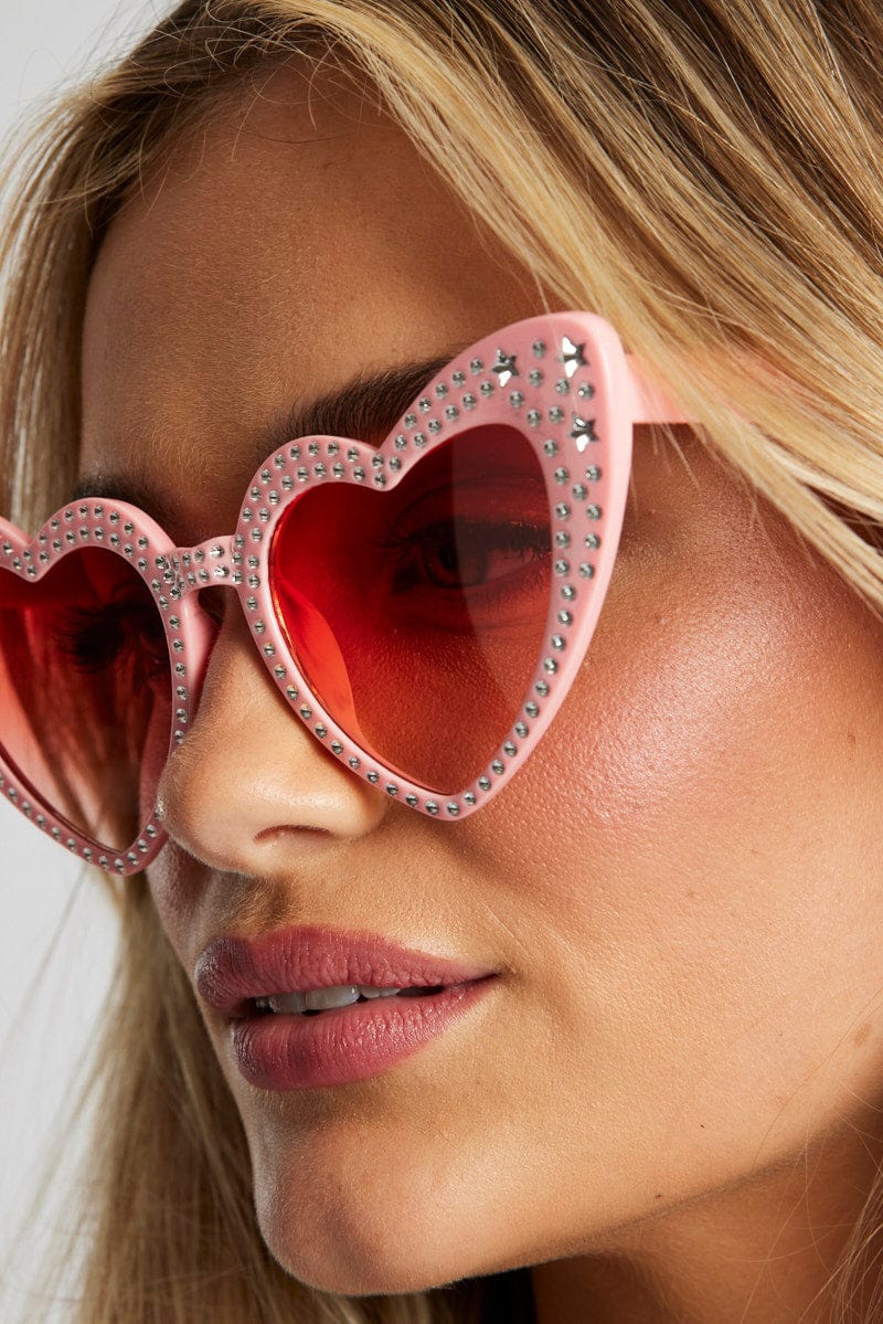 Pink Heart Sunglasses