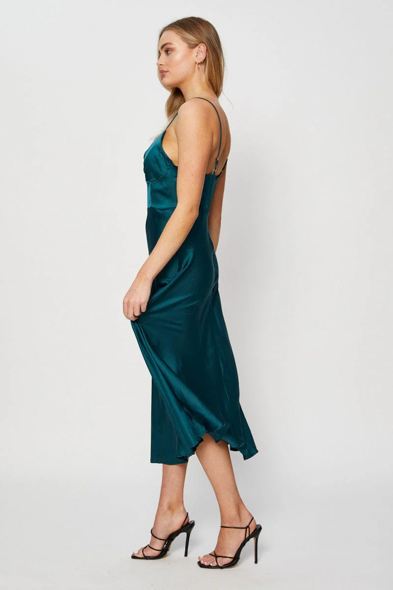 Green A Line Dress Midi