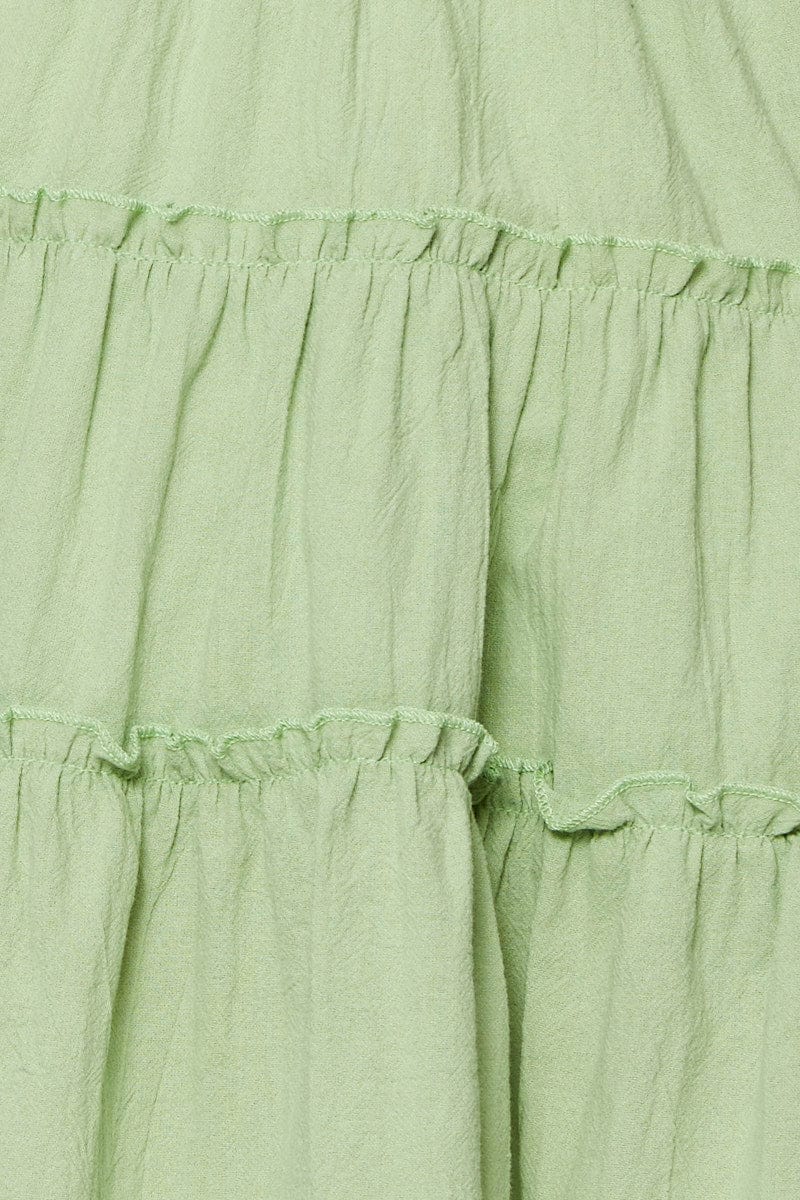 Green A Line Dress Sleeveless Mini