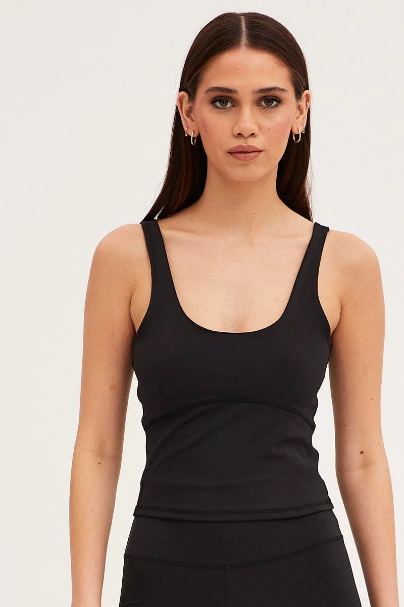 Black Tank Top Sleeveless Underseam Activewear