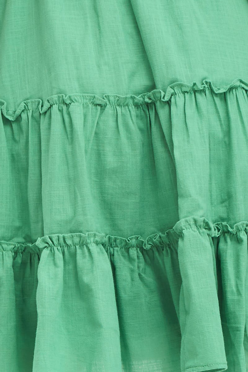 Green Skater Dress Short Sleeve Mini