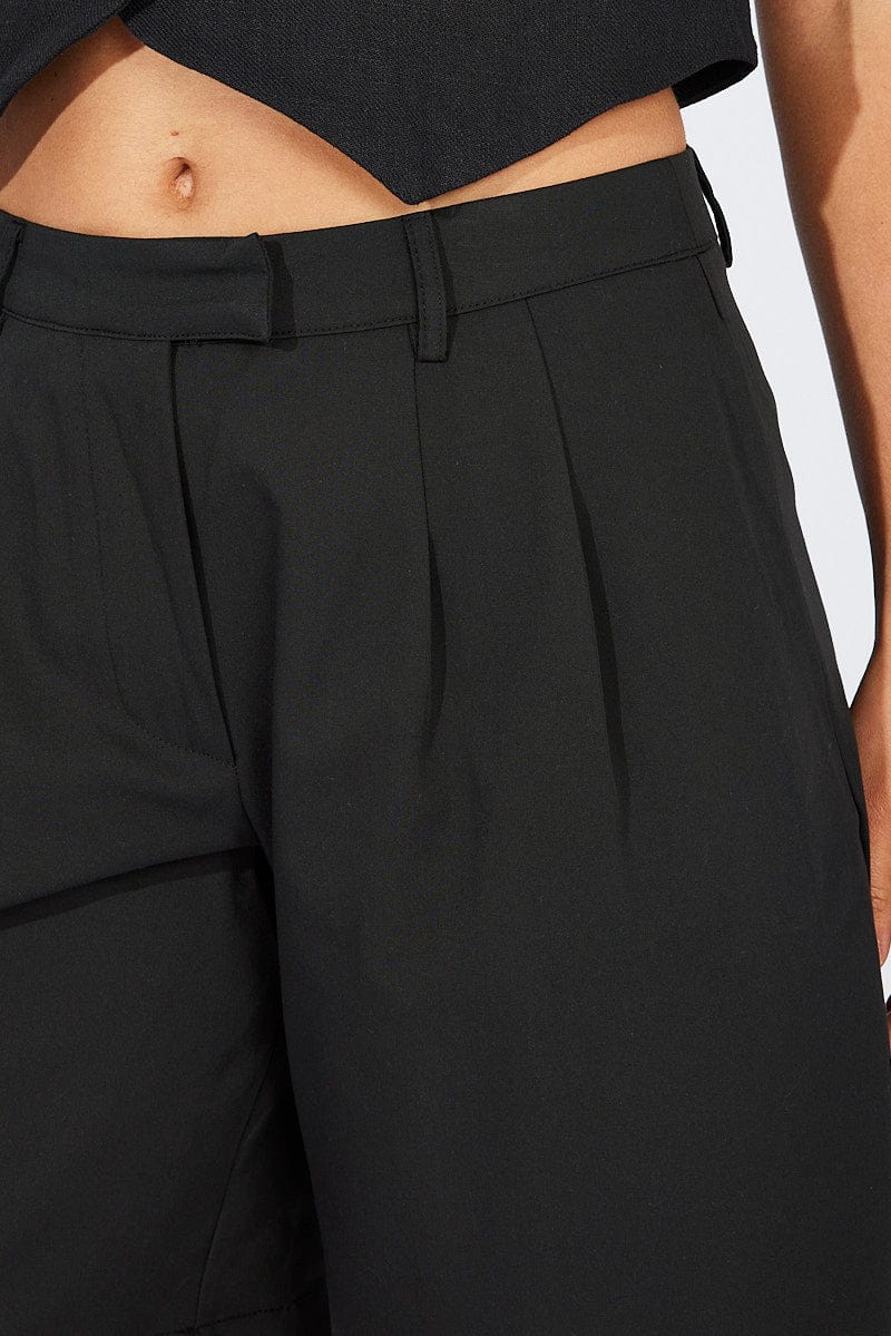 Black Tailored Longline Mid Rise Short