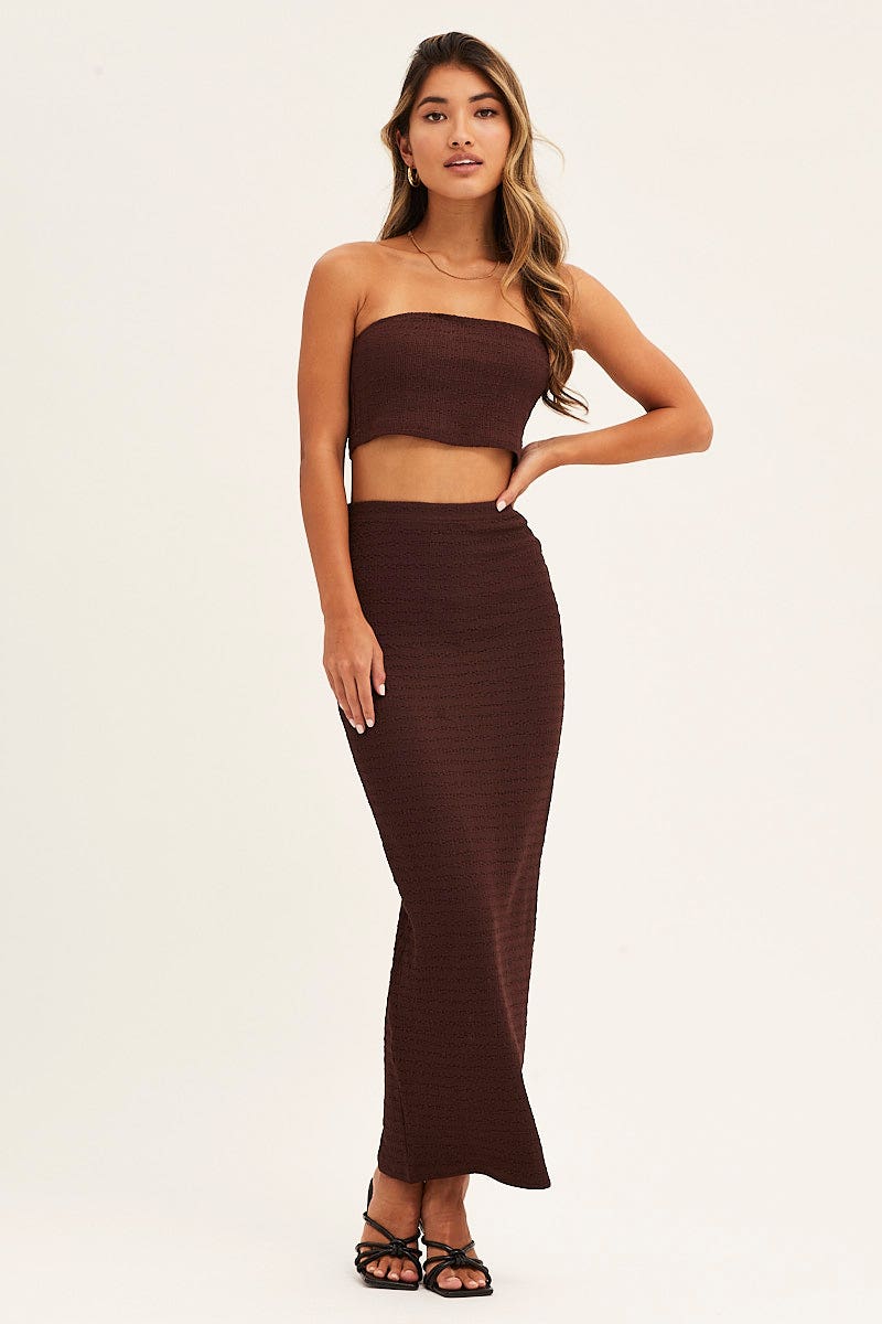 Brown Textured Boob Tube