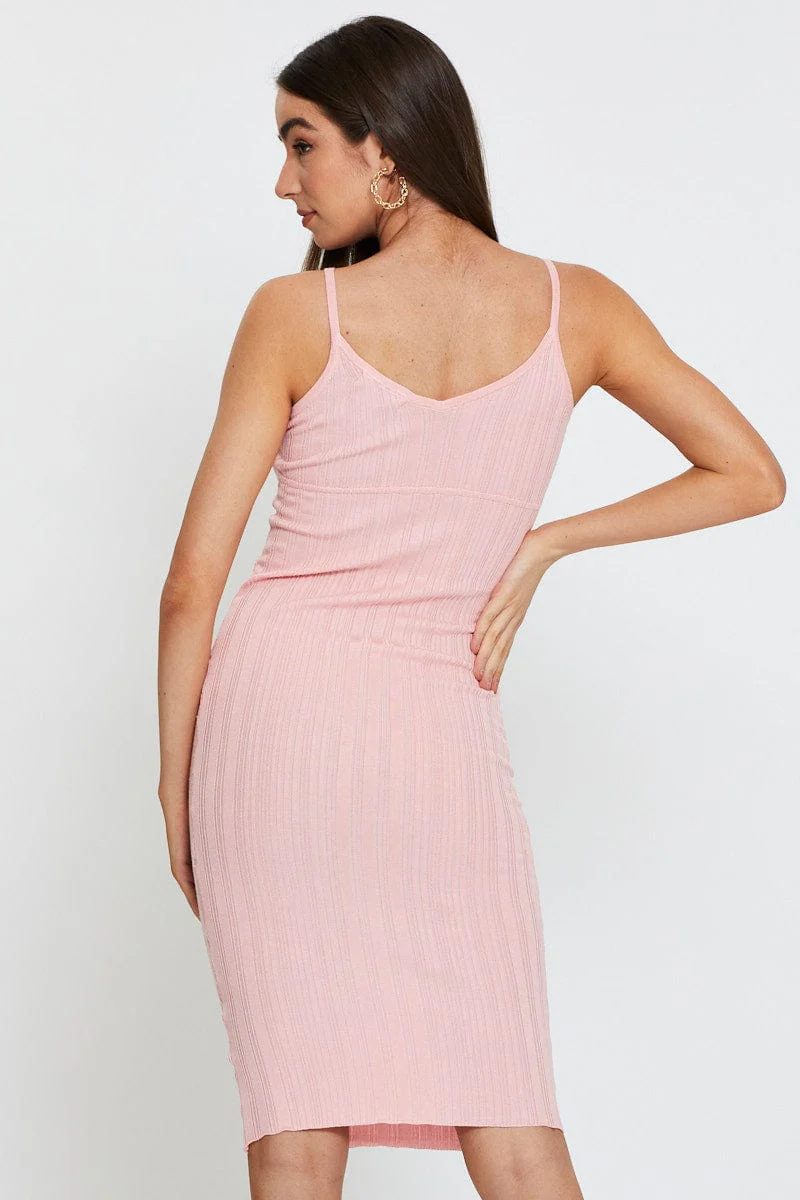 Pink Midi Dress Knit