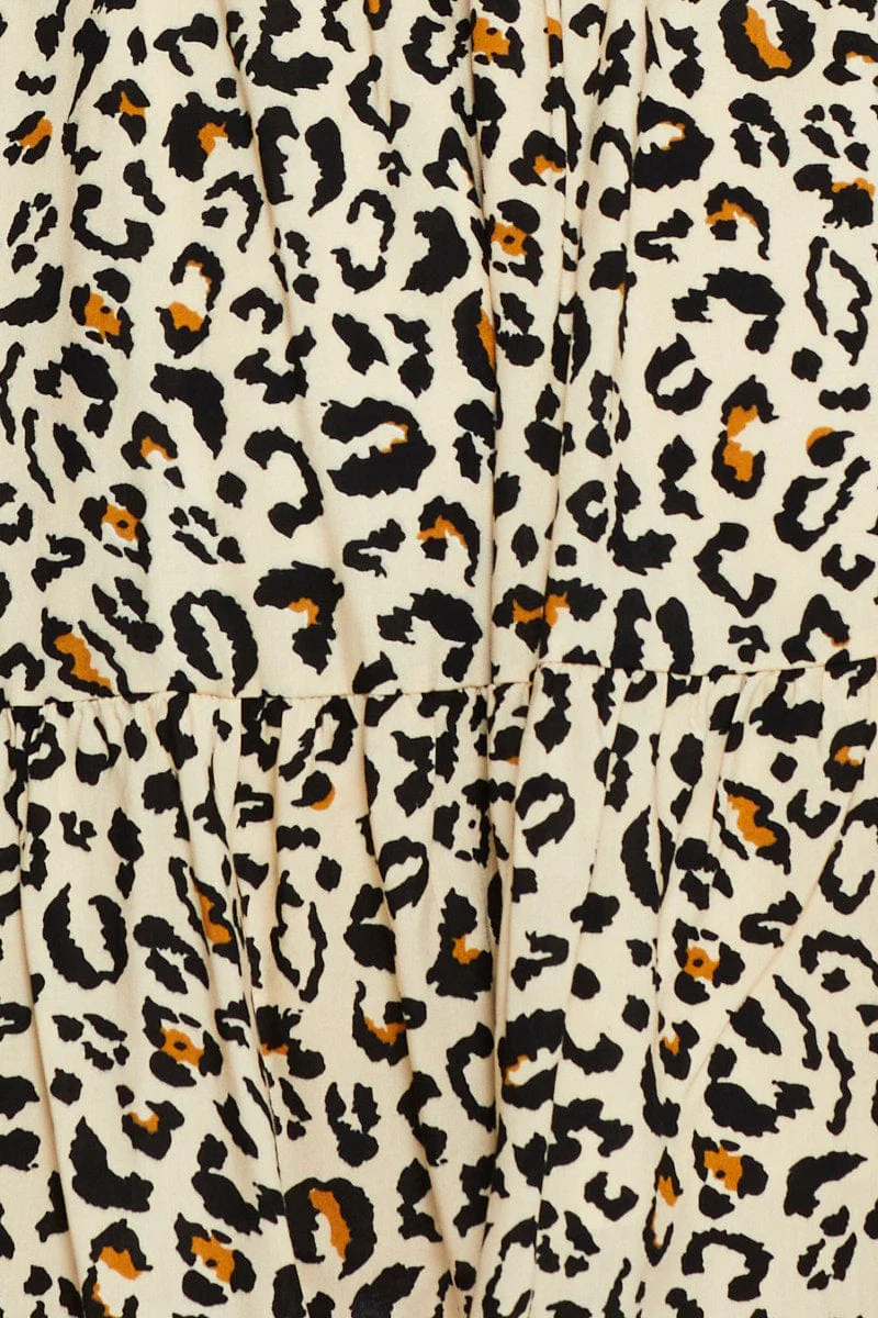 Print Mini Dress V Neck