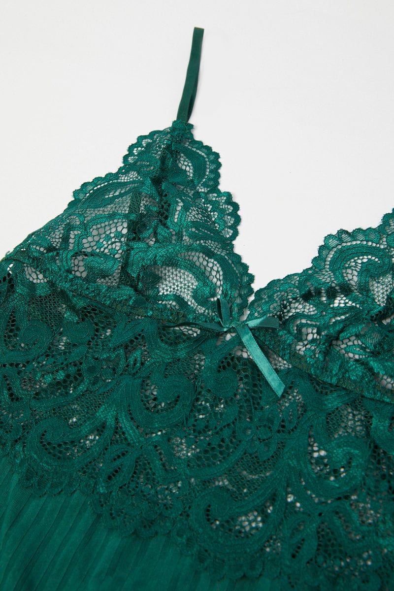 Green Lace Patchwork One Piece Bodysuit