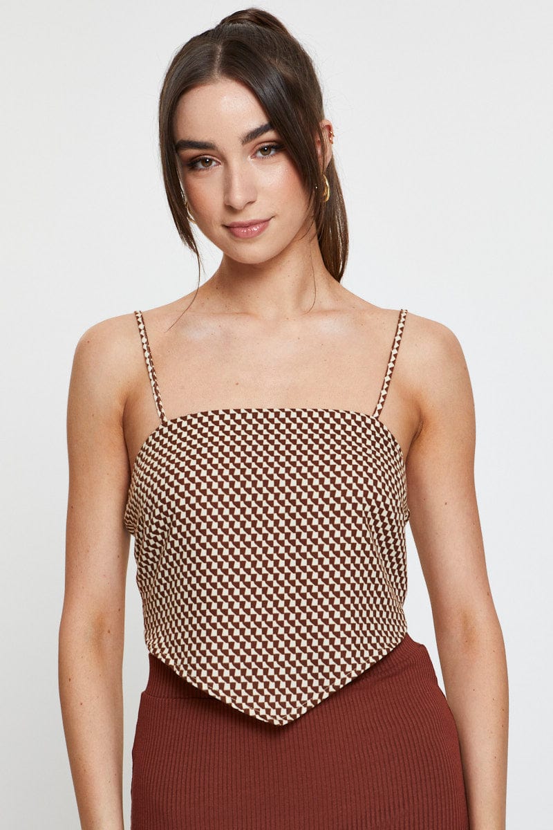 Print Halter Top Sleeveless Crop