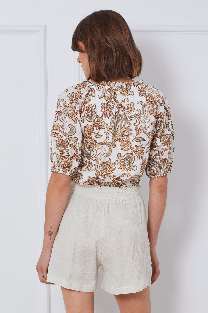 White Textured Shorts