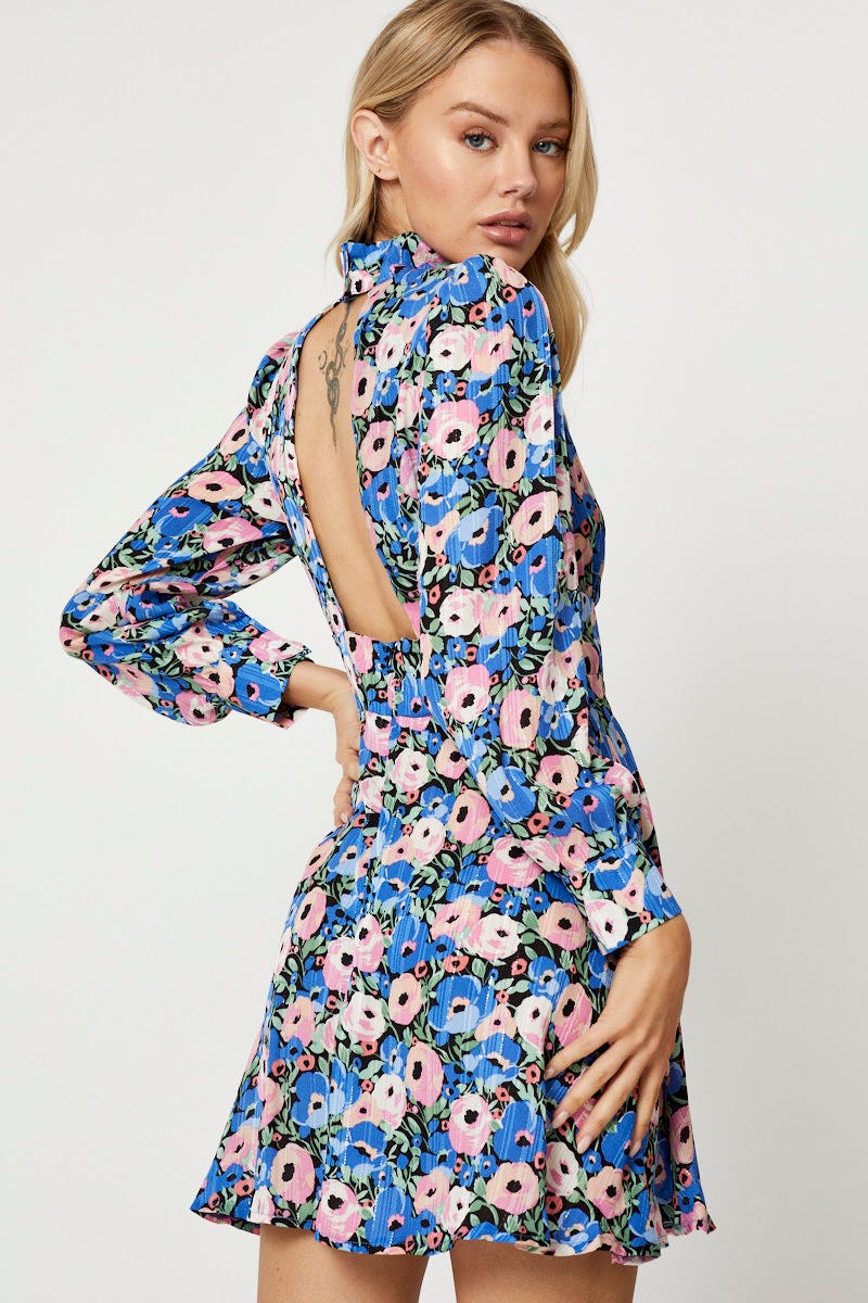 Print High Neck Dress