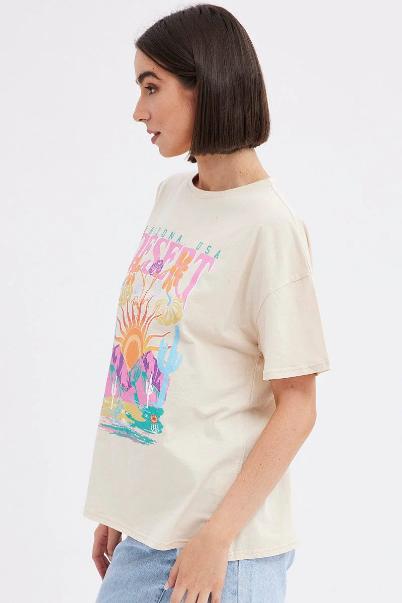 Beige Graphic Tee Beige Desert Arizona Festival Tshirt