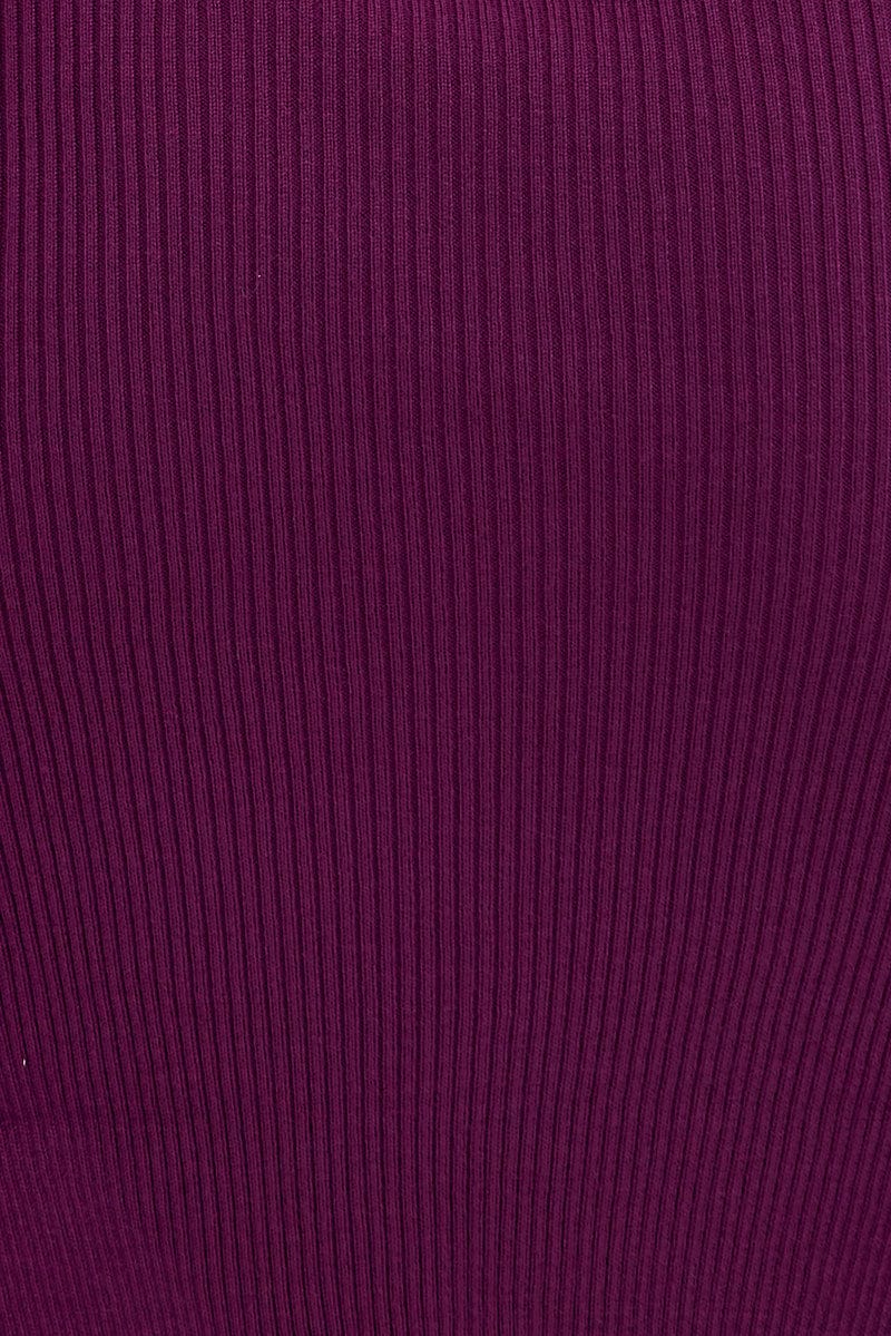 Purple Midi Dress High Neck Knit