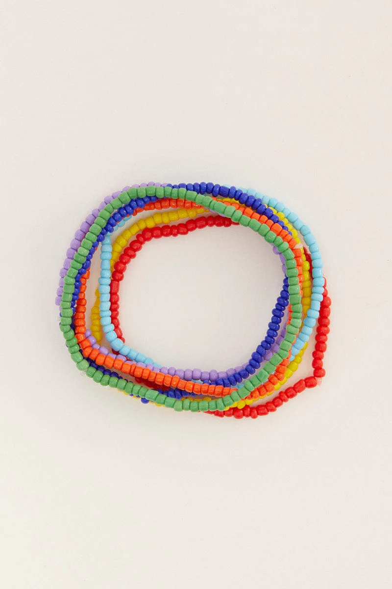 Multi 5 Pack Rainbow Beads Bracelet