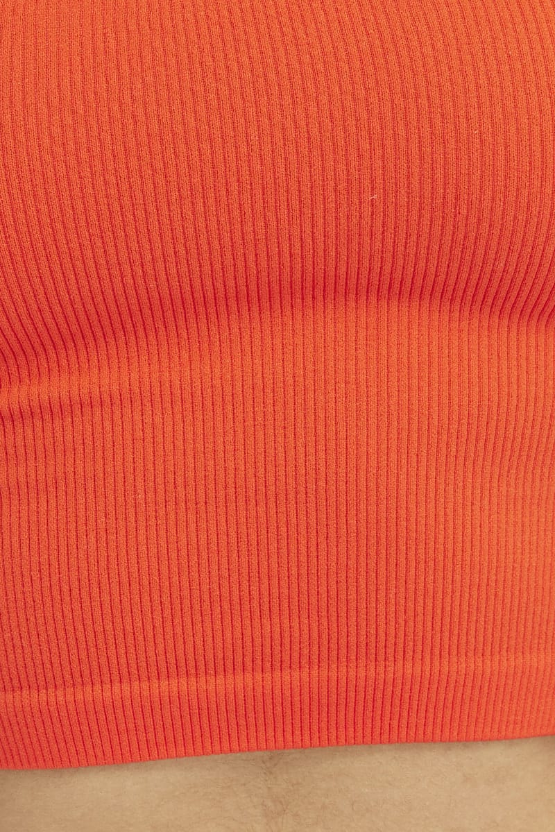 Red Singlet Top Round Neck Seamless