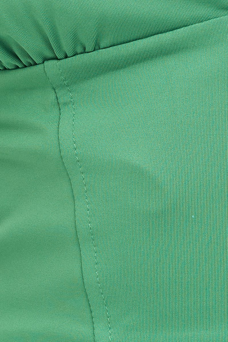 Green Corset Detail Top Sleeveless Crop Slinky Jersey