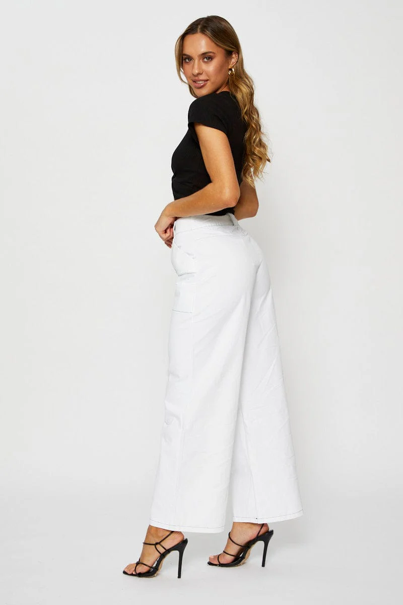 White Wide Leg Pants