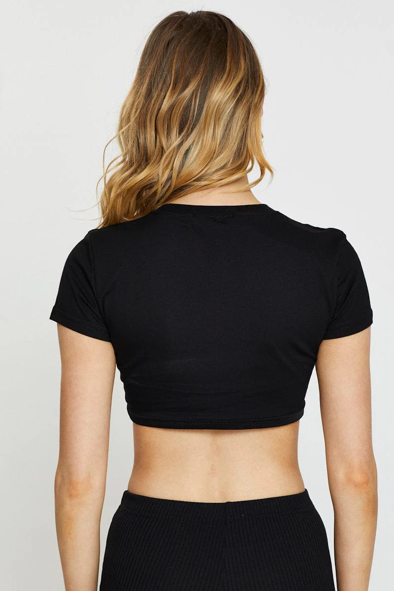 Black Crop Top Short Sleeve
