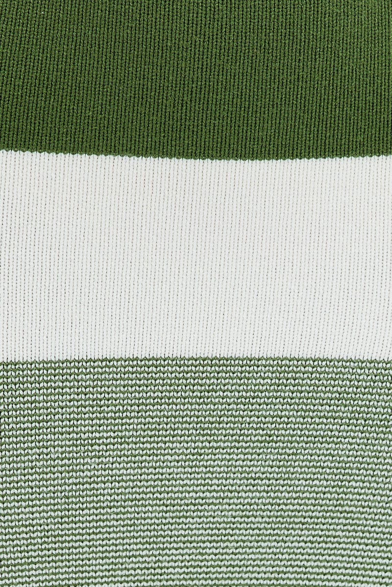 Stripe Knit Dress Evening Midi