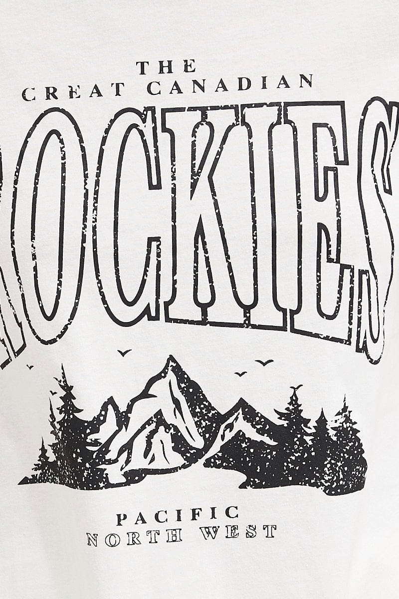 White Graphic T Shirt Short Sleeve