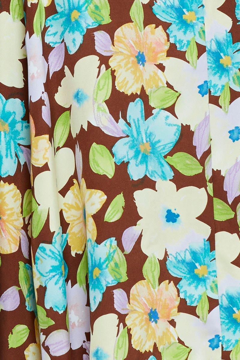 Print A Line Dress Midi