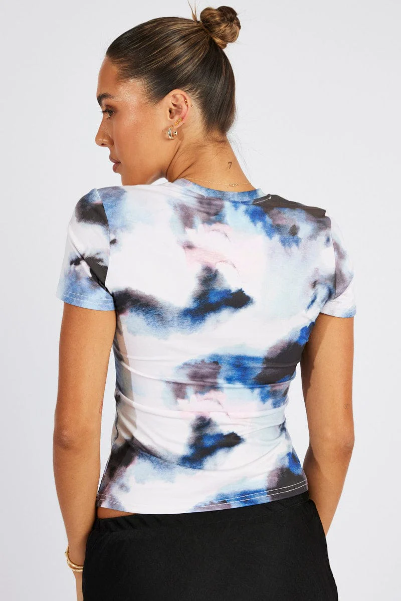 Multi Abstract Supersoft Top Short Sleeve