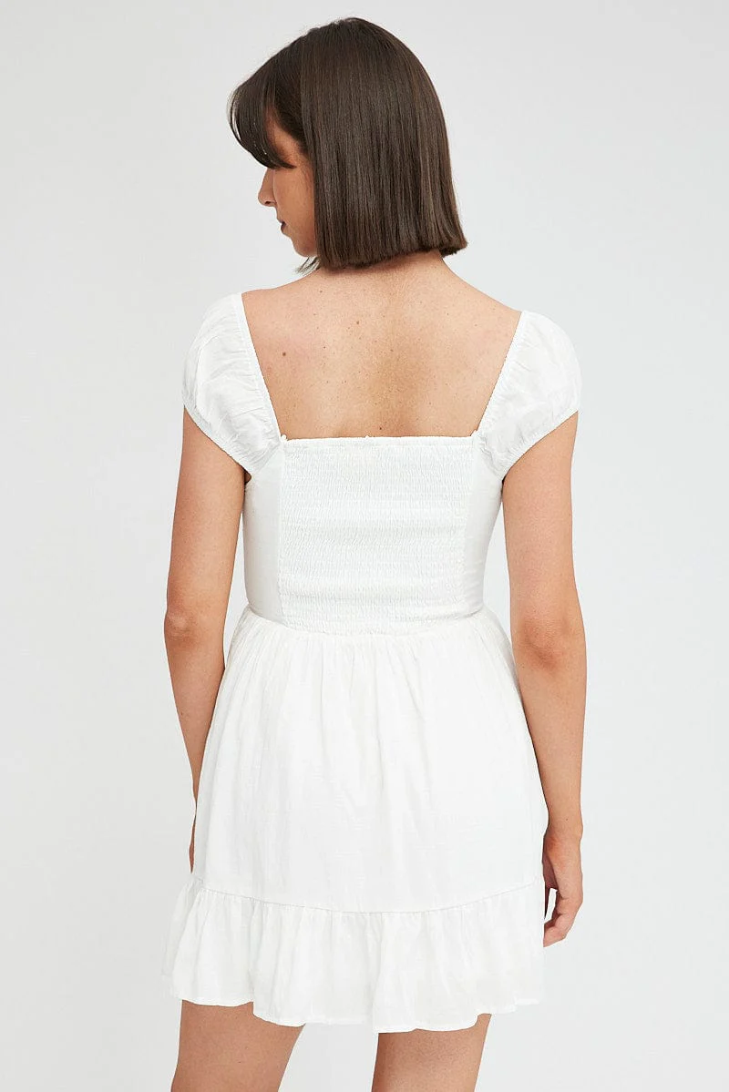 White Fit And Flare Dress Mini