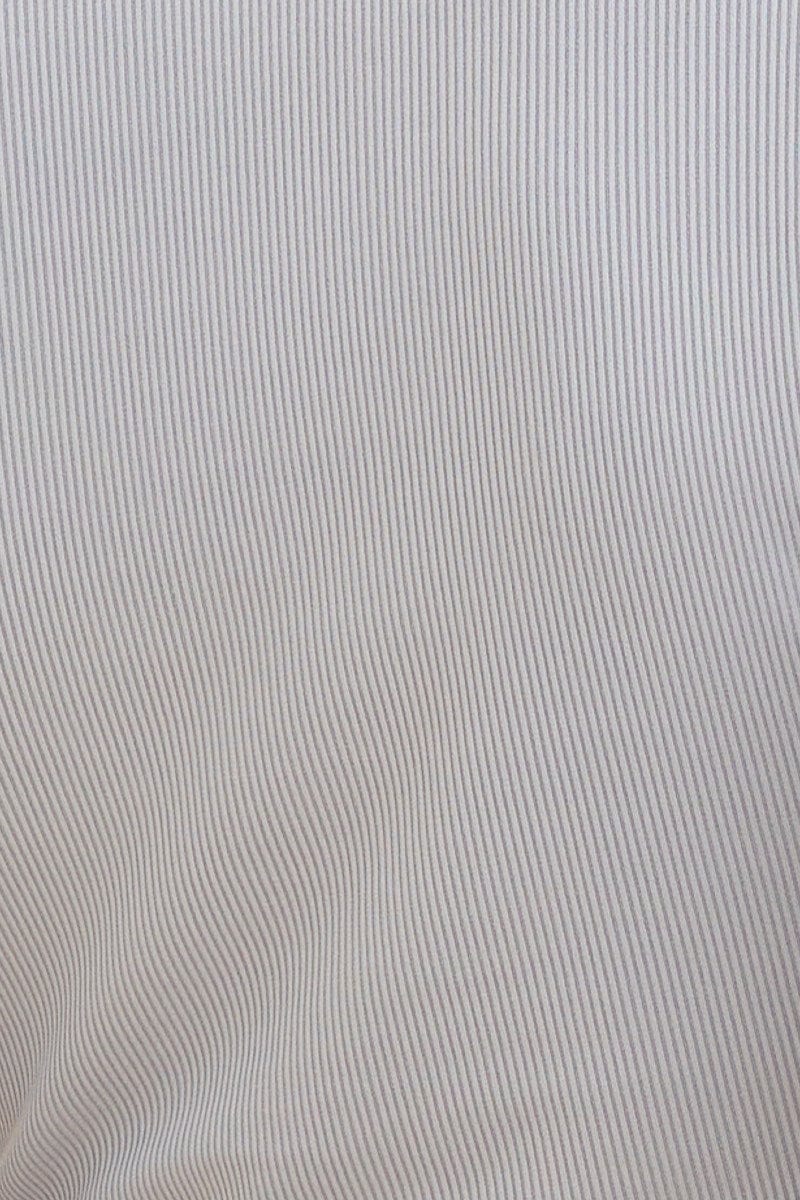 Blue Crop Top Scoop Neck Long Sleeve Rib