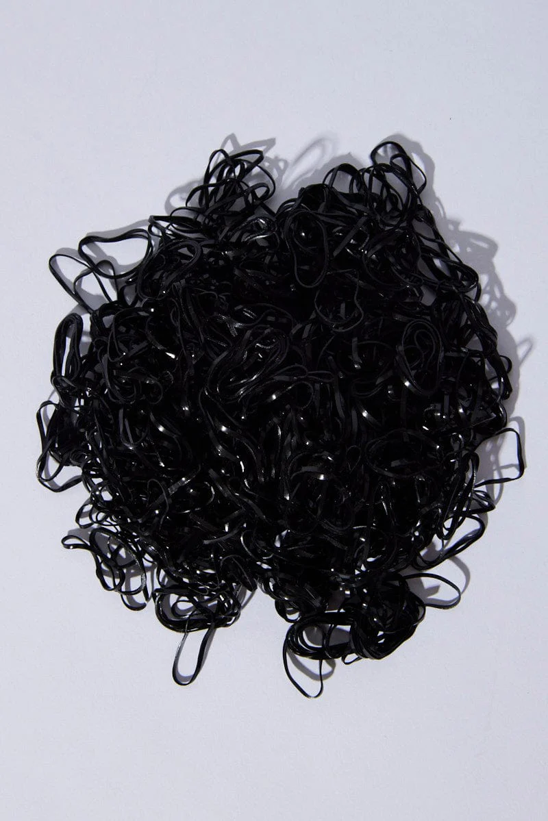 Black Mini Hair Elastics Rubber Bands