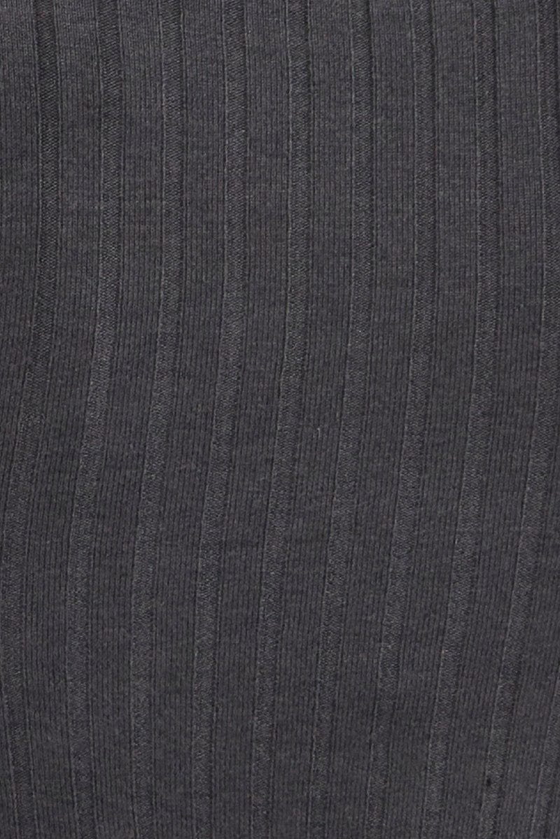 Grey Knit Top Long Sleeve Crop