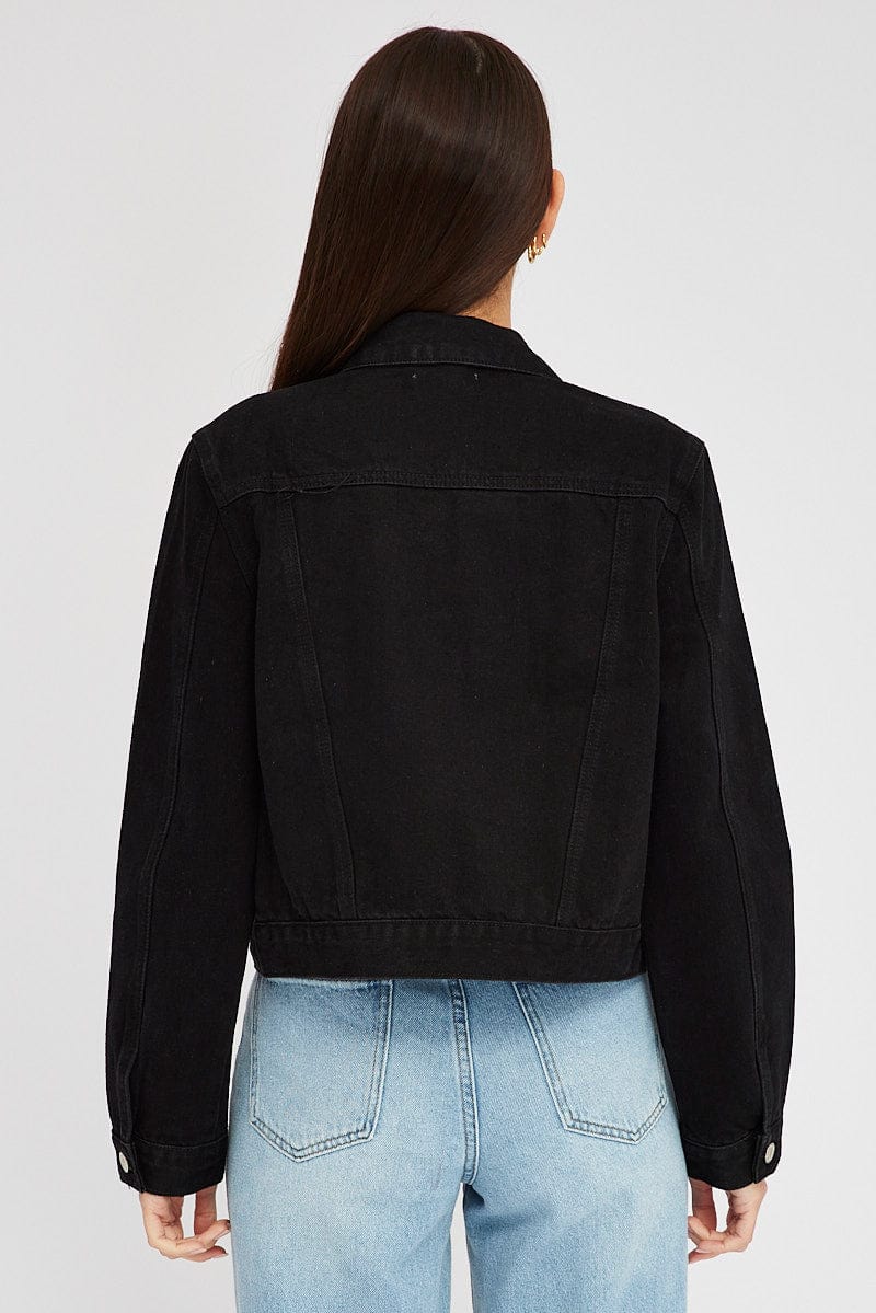 Black Denim Crop Jacket
