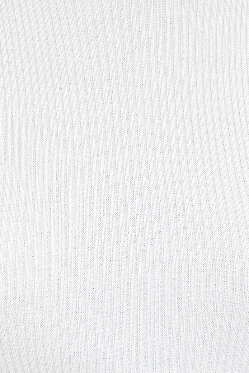 White Midi Dress Long Sleeve  Keyhole Bodycon Rib Knit