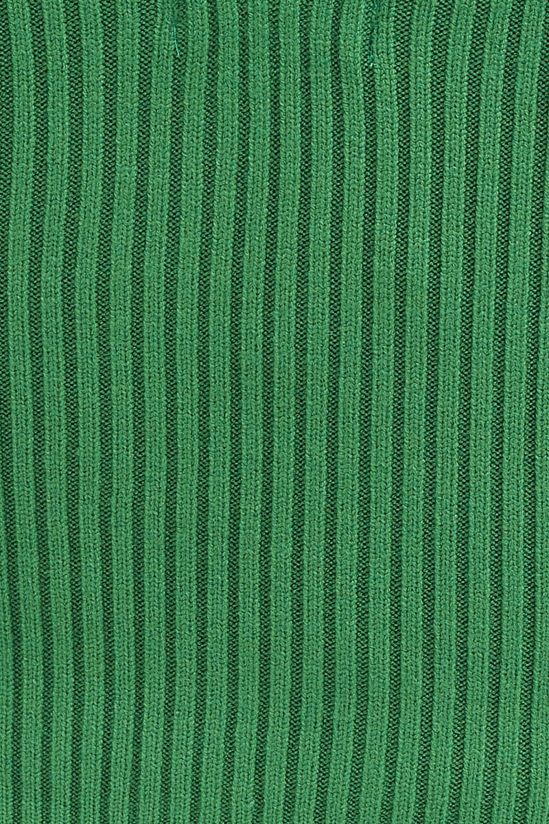 Green Knit Top Sleeveless Crop V-Neck