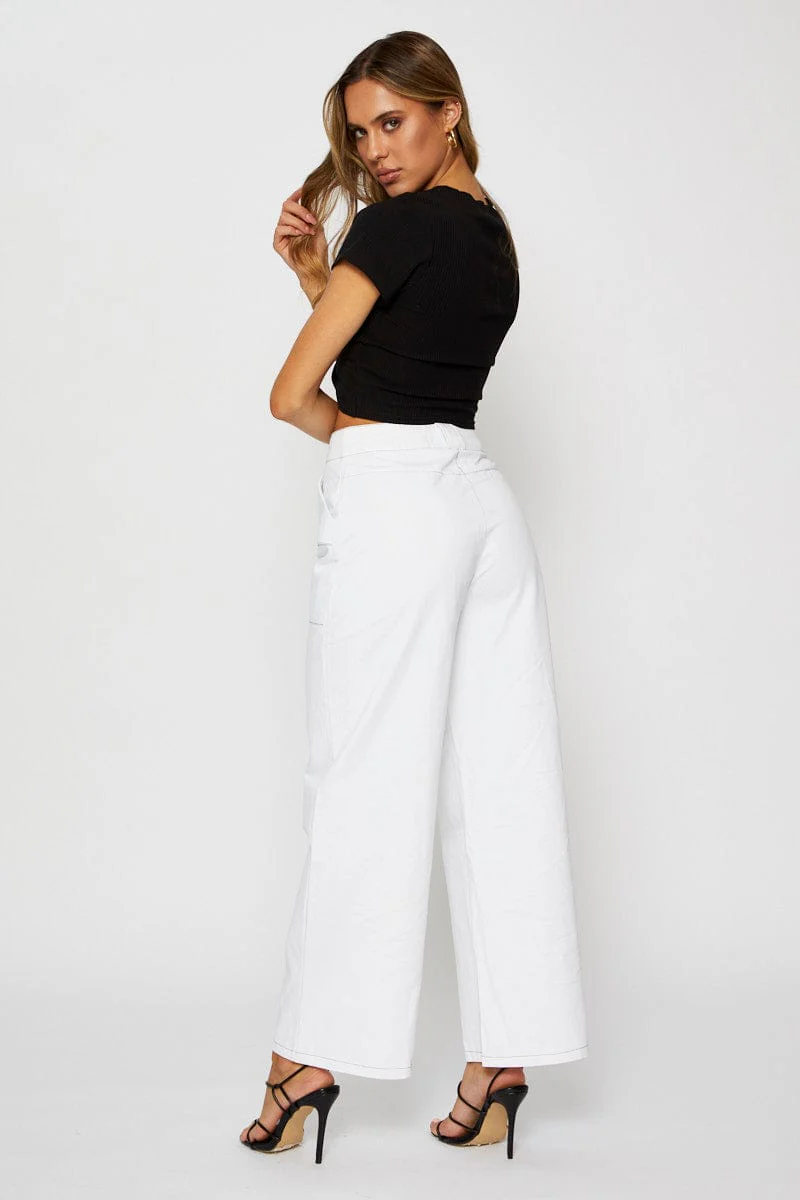 White Wide Leg Pants