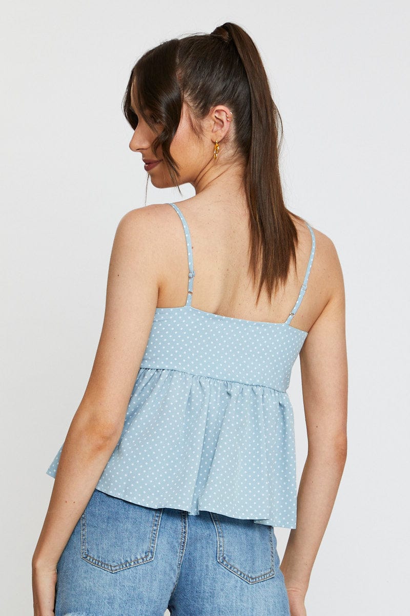 Polka Dot Cami Top Peplum