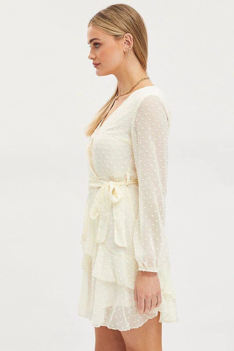 White Skater Dress Long Sleeve Mini