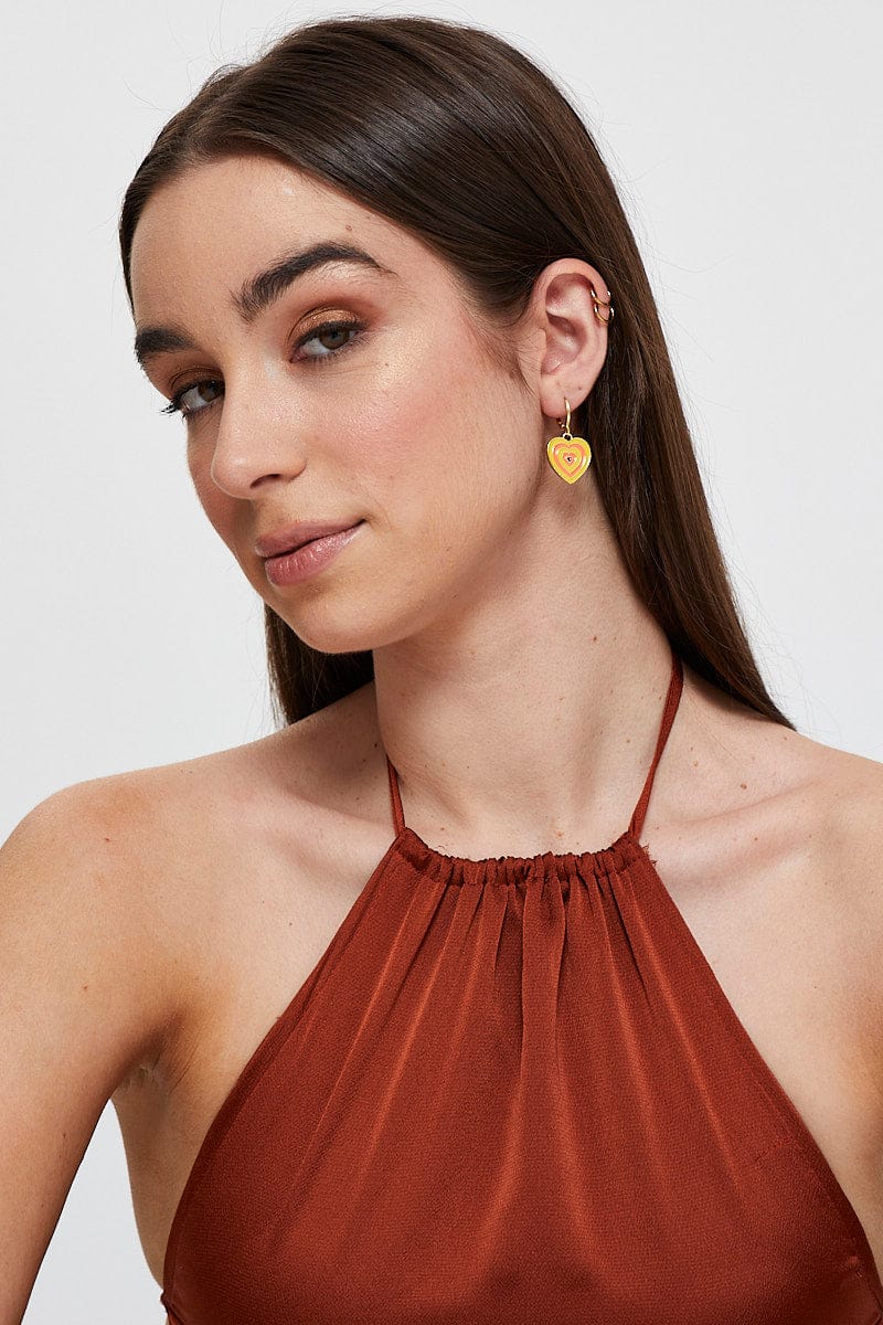 Yellow Heart Drop Earrings