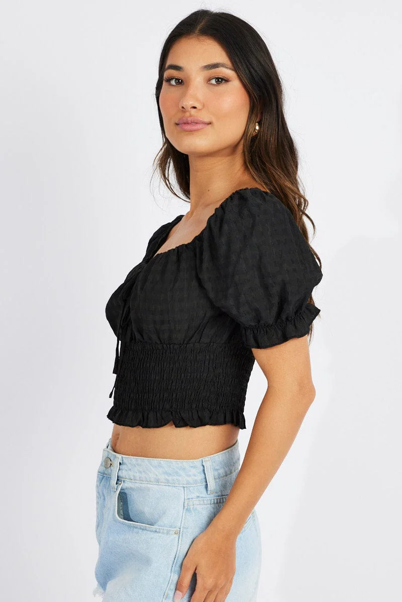 Black Crop Top Short Sleeve