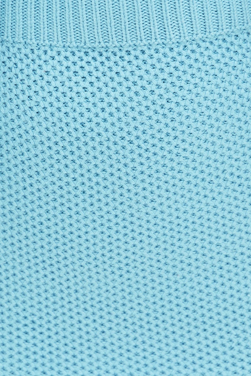 Blue Mini Skirt Crochet Cotton Blend