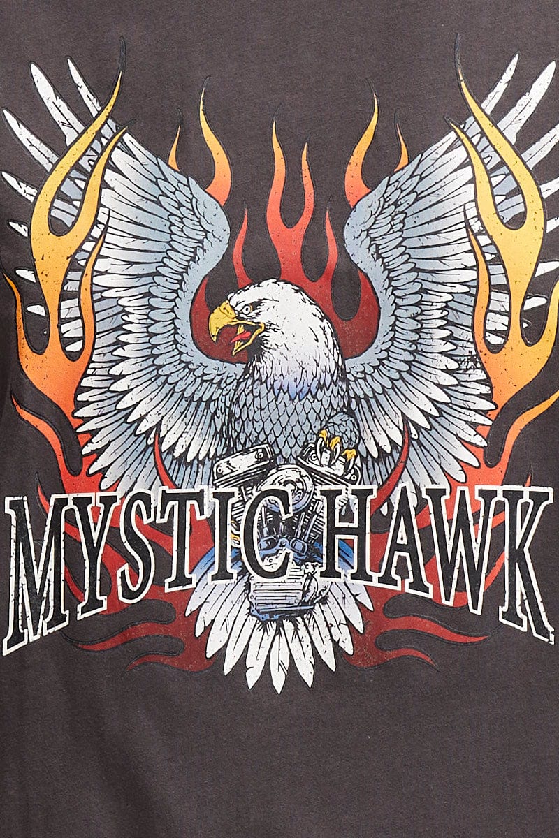 Black Graphic T Shirt Short Sleeve Boyfriend