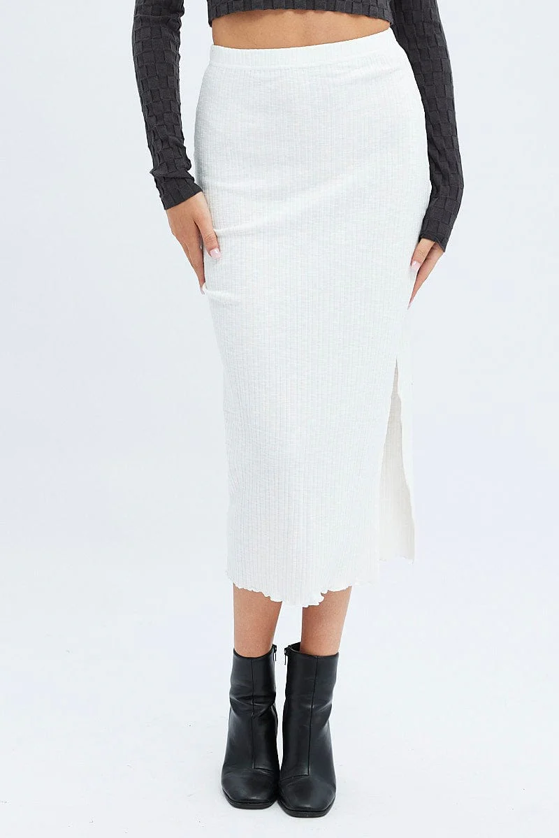 White Maxi Skirt Side Slit