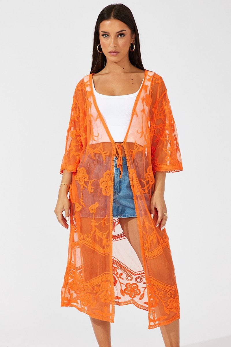 Orange Kimono Half Sleeve