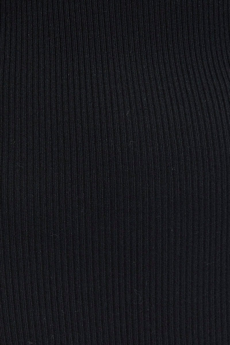 Black Knit Midi Dress Square Neck Sleeveless