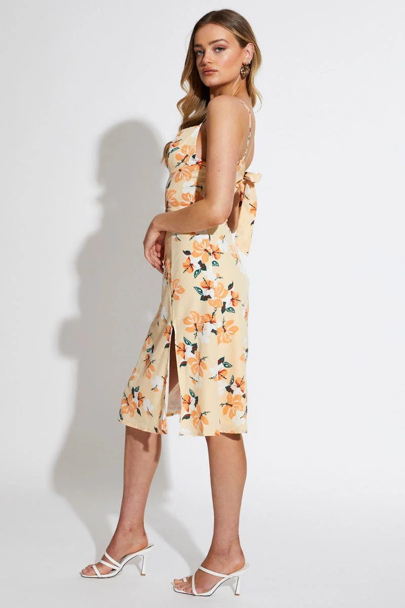 Print A Line Dress Midi