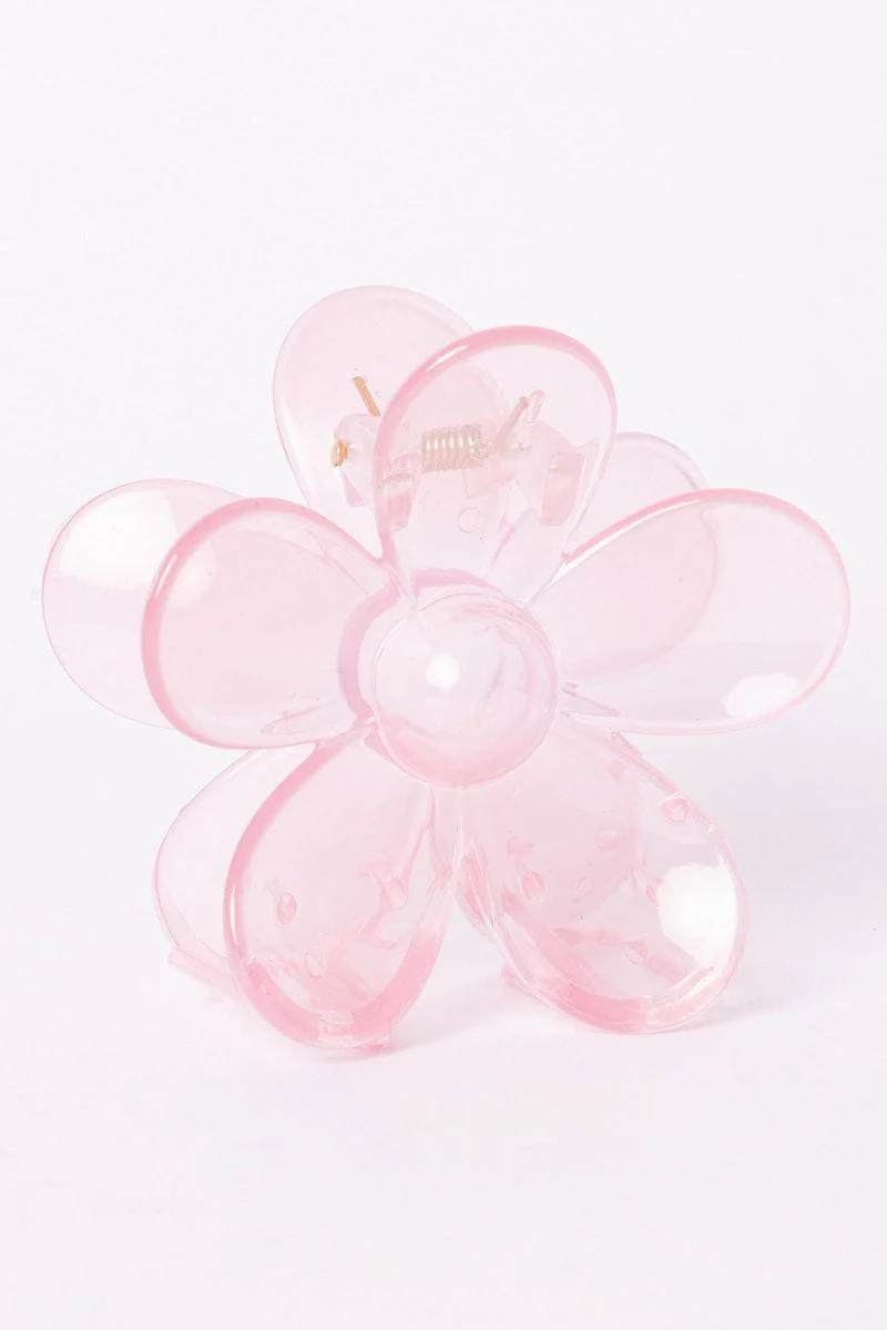 Pink Flower Claw Clip