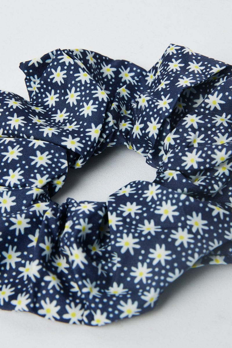 Blue Ditsy Scrunchie