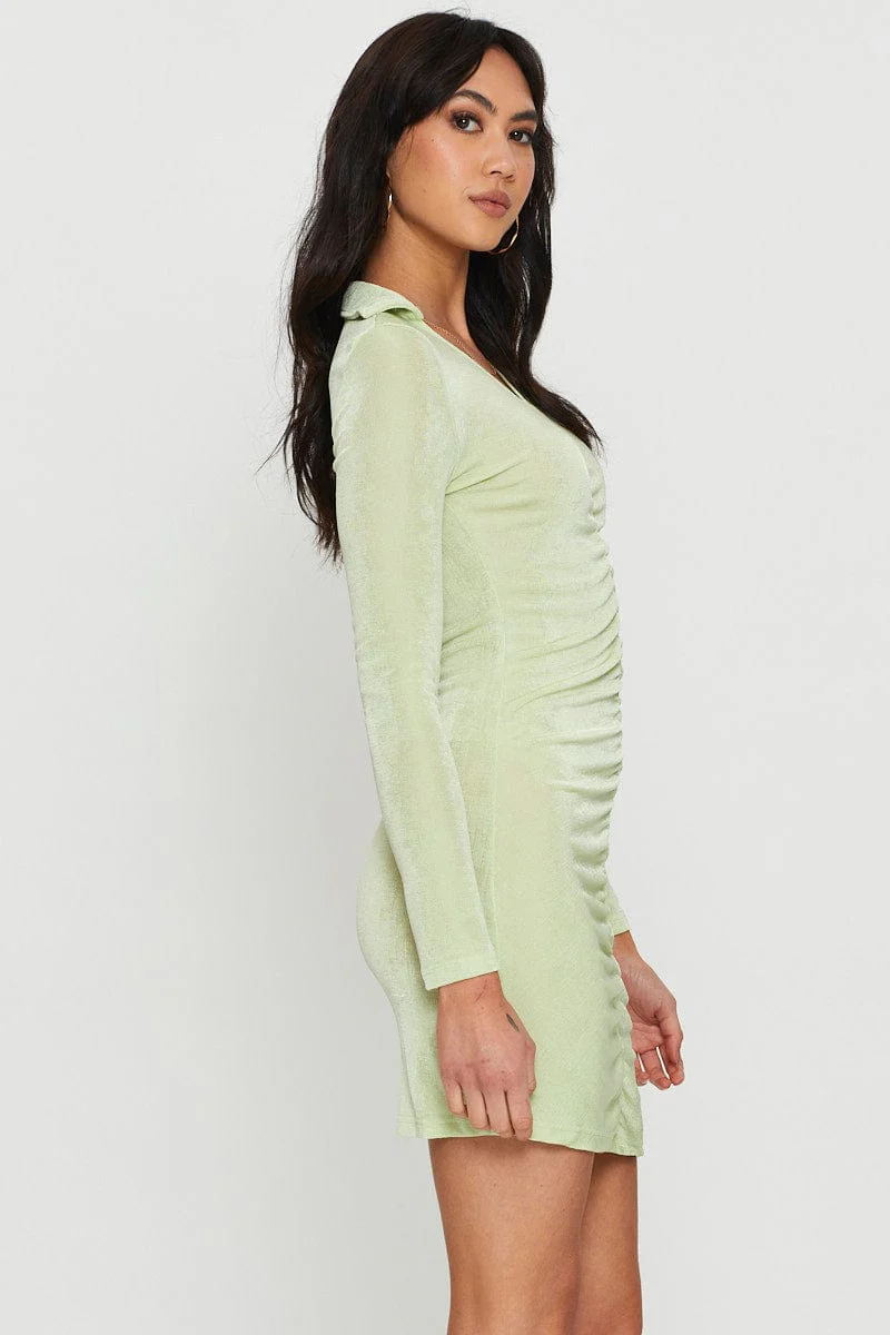 Green Mini Dress Long Sleeve